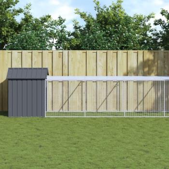 VidaXL Chicken Enclosure with Run Anthracite 46.1x239.8x48.4 Galvanized Steel