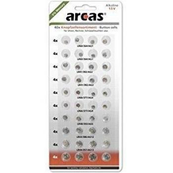 Ensemble ARCAS : 40 piles boutons multi-types