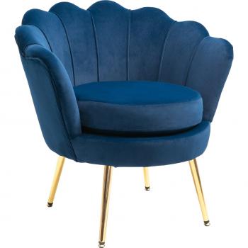 HOMCOM Poltrona Vintage di Design in Velluto Blu per Soggiorno e Camera con Schienale Alto Comfort 75x63x73cm Elegante e Resistente