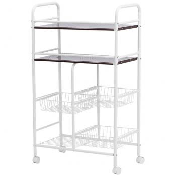 Scaffale per Cucina a 4 Livelli con Ruote, Dimensioni 23.6x12.6x39.4, Bianco