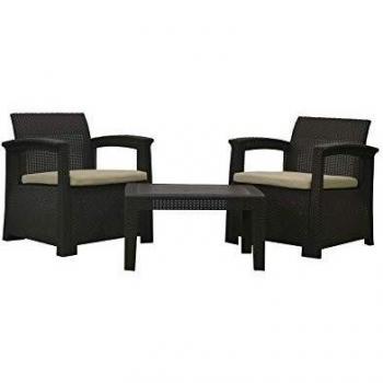 Conjunto de Jardín Chillvert Perugia Resina 2 Sofás + 1 Mesa Marrón