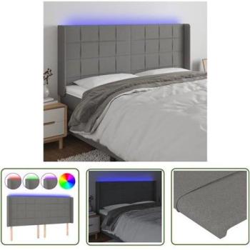 Testiera Letto LED Tessuto Grigio Scuro 163×16×118 cm