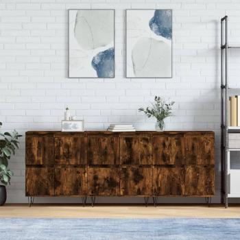 Buffet en bois d'ingénierie 3 pcs chêne fumé