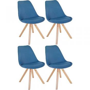 Conjunto de 4 butacas de salón Sofia en tela azul natural