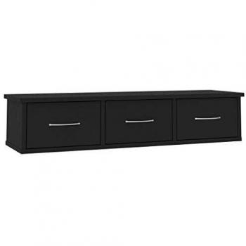 Scaffale a Muro con Cassetti Nero 88x26x18,5 cm in Legno Costruito