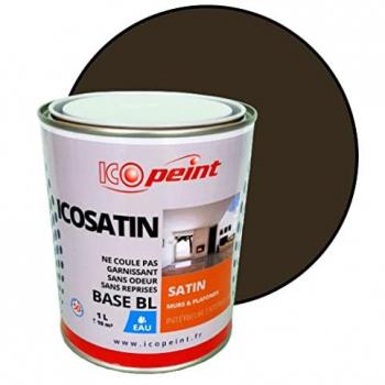 Peinture Lessivable Acrylique Satin 1L ICOSATIN Brun Sépia