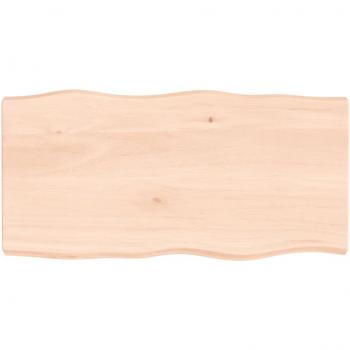 Table en bois chêne massif non traité avec bordure assortie