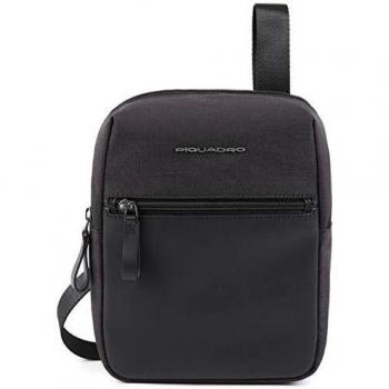 Black Fabric Crossbody Messenger – Piquadro Logo Edition
