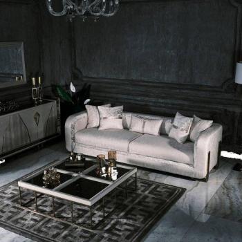 Xlmoebel Living‑Set: Dreisitz-Sofa + Couchtisch – stilvolles Grau, europäische Produktion