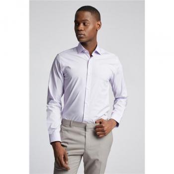 Purple Slim Fit Poplin Shirt with Cutaway Collar