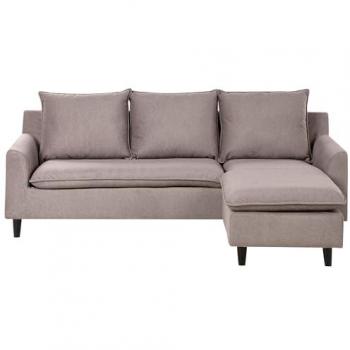 BELIANI Modern Fabric Corner Left Hand Sectional Sofa – Polyester, Solid Wood Legs, Taupe