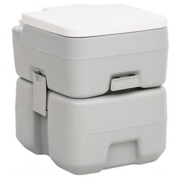 Vidaxl Camping-Toilette Grau und Weiß 20+10 L HDPE