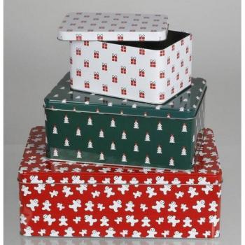Weihnachtskisten aus Metall mit Deckel 18er Set