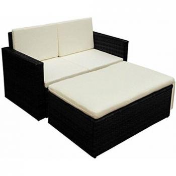 VidaXL Gartenmöbel 2-tlg. Poly Rattan Schwarz Lounge Sofa