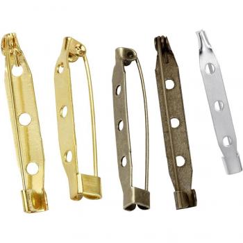 Set 100 Broches en Laiton, Argent et Or – Base Clip 35‑40 mm pour Bijouterie
