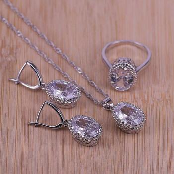 Big Oval CZ Wedding Jewelry Set