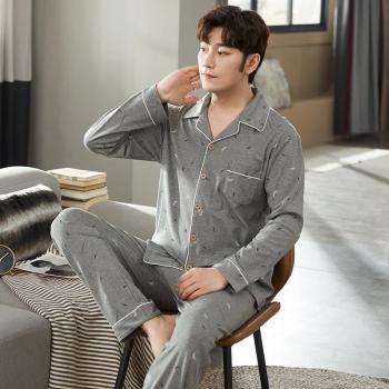 Ropa de hogar para hombre L-3XL, conjunto de manga larga y pantalón de algodón