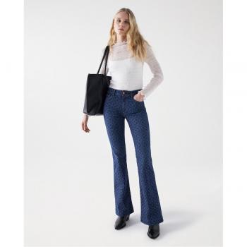 Pantalones vaqueros Destiny push up flare con estampado láser