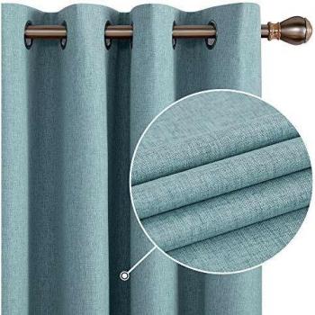 Faux Linen Room Darkening Thermal Curtains 2 Panels