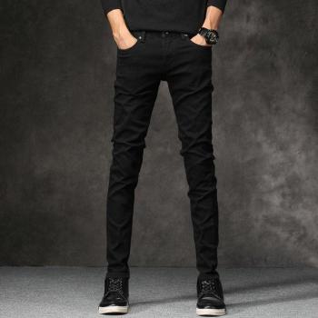 Pantalon crayon noir pour hommes, élastique, skinny, streetwear