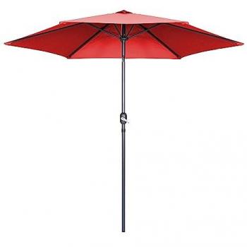 Parasol Droit Inclinable 3m en Aluminium Rouge avec Manivelle