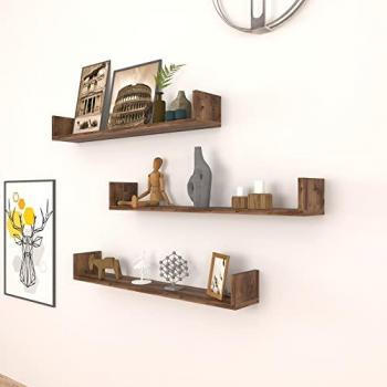 Ensemble de 3 étagères murales Höganäs effet chêne vieilli 12 x 90 x 15 cm