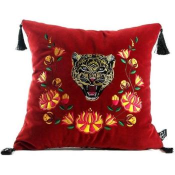 Exklusives Samtkissen Tiger Rot 45 x 45 cm