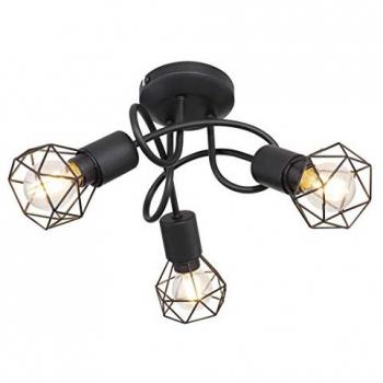 Éclairage Plafonnier Noir Rétro avec Cocarde Globo 58402S-3D