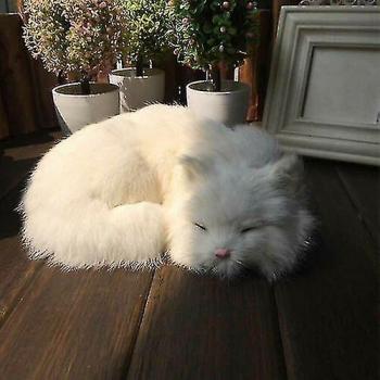 Gato de Peluche Blanco Realista con Piel Falsa