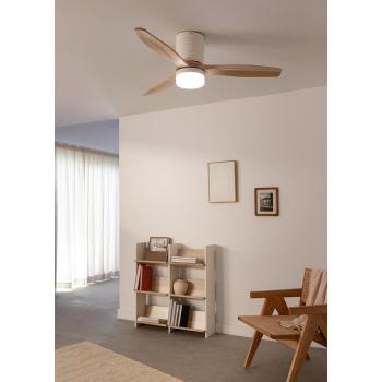 Create Ventilador de techo 40W Ø132 cm Madera Blanco, Sin Wifi, Luz