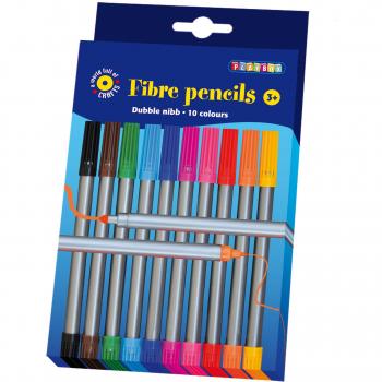 Dual-Color Fiber Pen 17 cm, 10-Unit Bundle