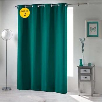Pack double rideaux occultants 135 × 240 cm – Couleur émeraude
