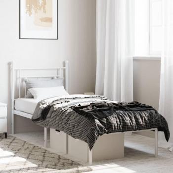 VidaXL White Metal Bed Frame 80x200cm with Headboard