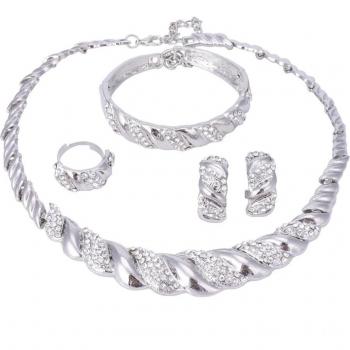 Silver-color African Bead Jewelry Set