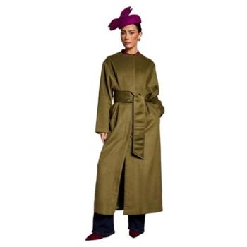 Coast Women's Lisa Tan Olive‑Tinted Belted Jacket, Size 12