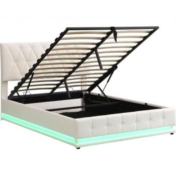 Merax Stauraumbett mit Lattenrost und LED-Beleuchtung