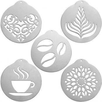 Cappuccino Floral Moulds – 5‑Piece Stainless Steel Latte Art Set