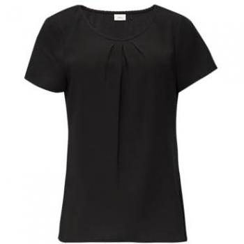 S.Oliver BLACK LABEL Kurzarmbluse Bluse mit Schmuckkante Raffung
