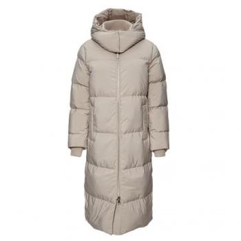 S.Oliver BLACK LABEL Funktionsdaunenmantel in hellem Beige, Größe 42, mit abnehmbarer Kapuze
