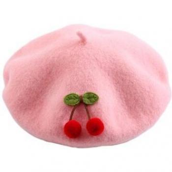 Gorro de lana para niños con pompón color caramelo