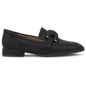 ALMA EN PENA Black Square Toe Loafers for Women