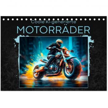Coole KI-generierte MOTORRÄDER (Tischkalender 2025 DIN A5 quer) CALVENDO Monatskalender