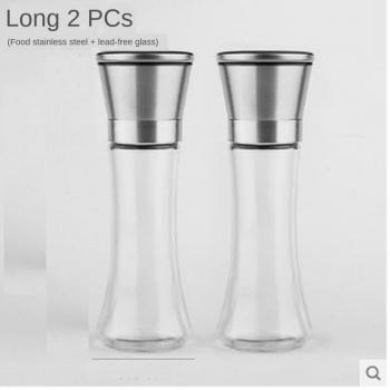 Molinillo dual pimienta y sal con cuerpo de vidrio de 6 oz, rotor cerámico ajustable en 5 niveles