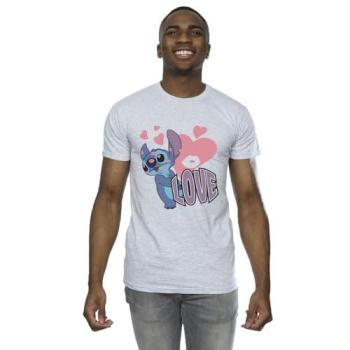 Lilo & Stitch Grey Love Hearts T‑Shirt (S)