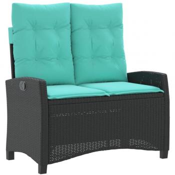 VidaXL Garden Recliner Bench with Cushions Black Poly Rattan