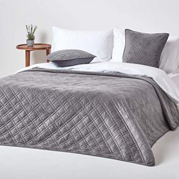 Tête de lit velours gris anthracite, design losange – 200 cm x 200 cm