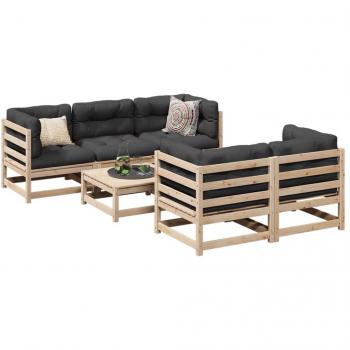 VidaXL 6 Piece Garden Seating Set Solid Wood Pine