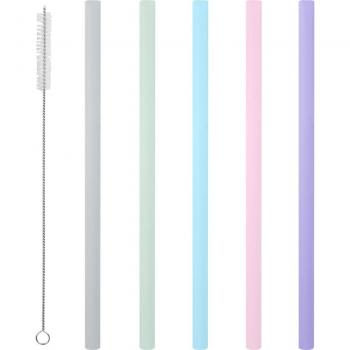 Silicone Drinking Straws Set with Cleaning Brushes
