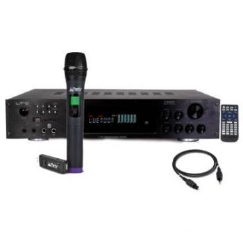 Boîtier audio LTC ATM8000BT – Hi‑Fi, karaoké, tuner FM, Bluetooth, USB et câble optique avec micro UHF sans fil
