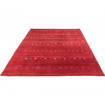 MORGENLAND Wollteppich Gabbeh Loribaft – 240 x 170 cm, 12 mm, Wohnzimmer-Highlight in Dunkelrot